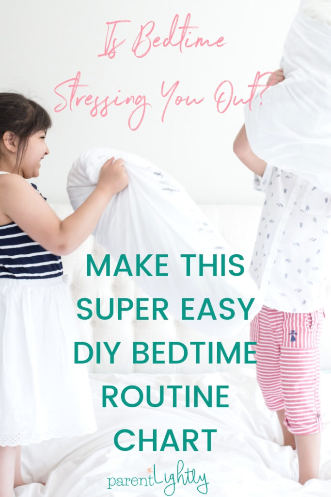 The end of the day can be tough. This printable bedtime routine for kids will help it go more smoothly. || Family routines | Parenting Hacks | Simplifying Life | Positive Parenting | Family Routine Chart | Bedtime Chart | Working Mom Inspiration