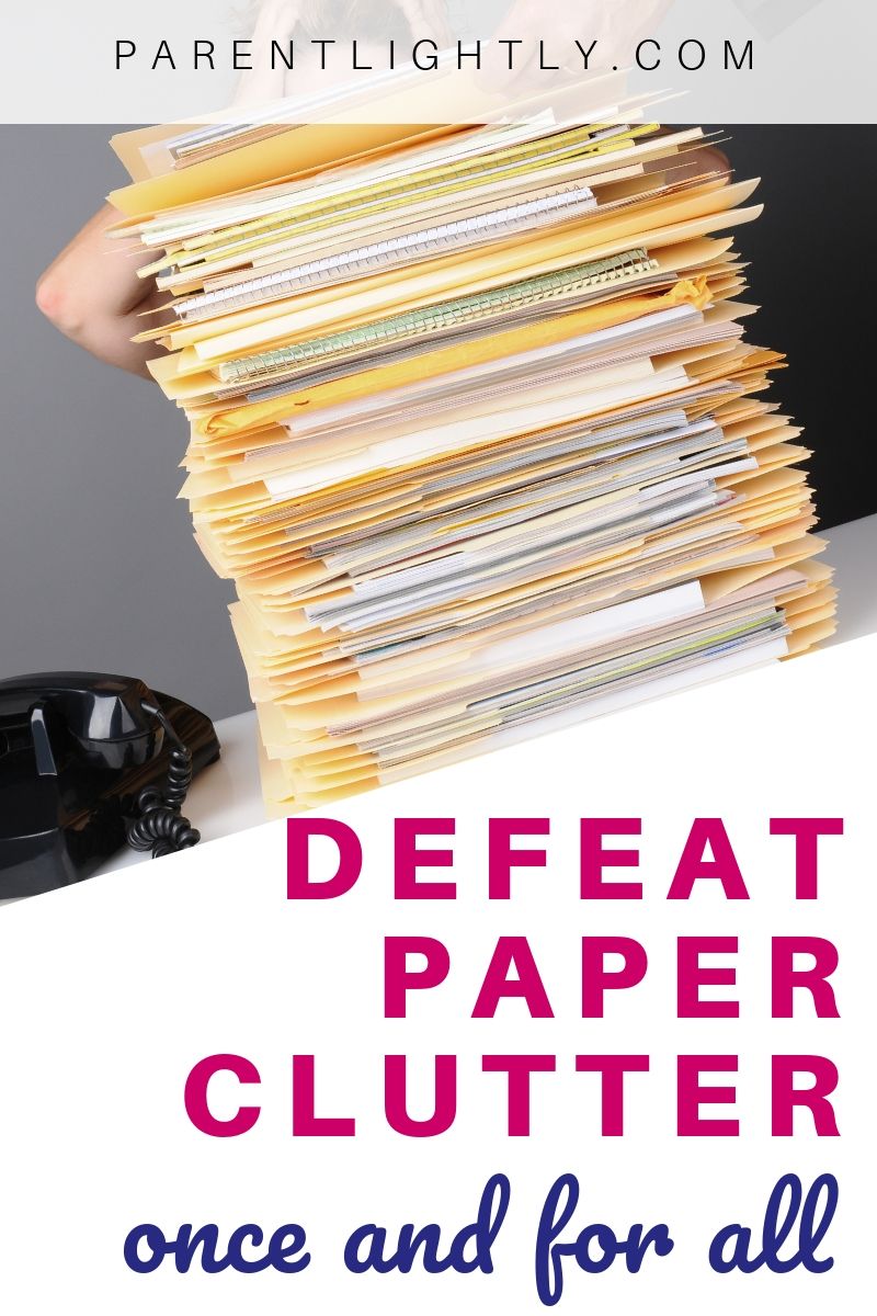 Permission slips, junk mail, bills, statements....paper clutter can overwhelm you if you let it. Fear not! This 3 step system is super simple and will free you from paper clutter! || how to declutter paper | organizing paperwork | filing system for paper clutter | paper clutter organization ideas