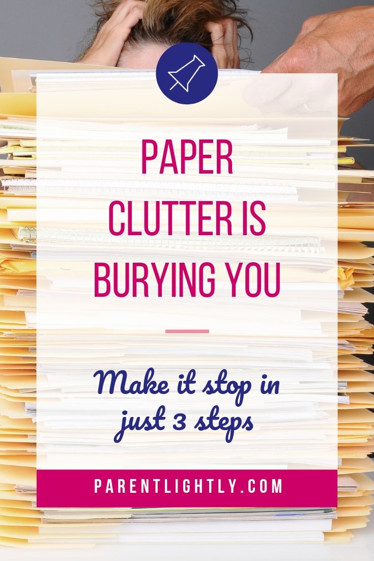 I would be absolutely buried without this 3 step system for organizing paper clutter. Simple but powerful! || organization system for paper | organizing paperwork | declutter paper | paper clutter storage ideas