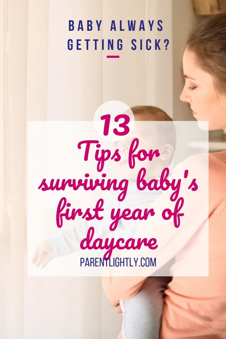 It seems like babies get sick all the time during the first year of daycare - then you get sick too! These tips helped me get a little done during my baby's super rough first year. || daycare tips for infants | daycare tips for new moms | daycare hacks