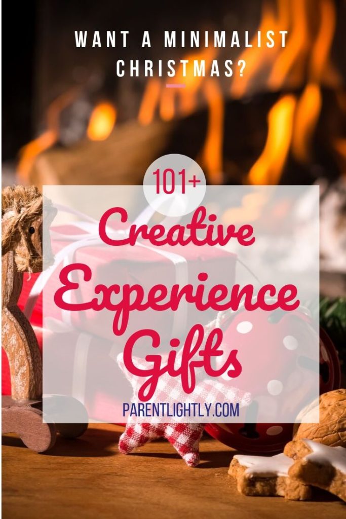Is your house bursting at the seams? Try asking for and giving experience gifts this holiday season! This brilliant list of 101+ experience gift ideas is sure to inspire you! || Experience gifts for kids | Family experience gifts | non toy gifts | Creative experience gift ideas | Experience gifts for toddlers
